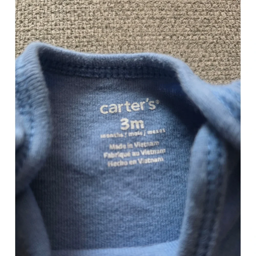 Carters Baby Boy Bodysuit Set 2 Pack Blue White Safari‎ Animals 3 Months